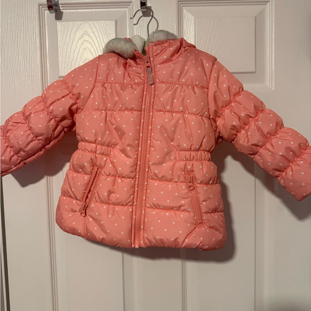 Pink Polka Dot Puffer Jacket